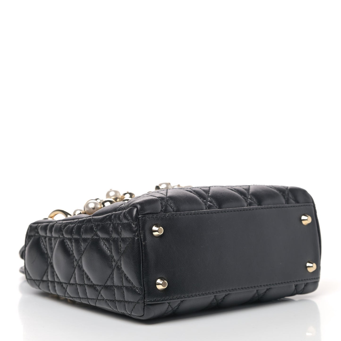 Lambskin Cannage Mini Pearl Lady Dior Black