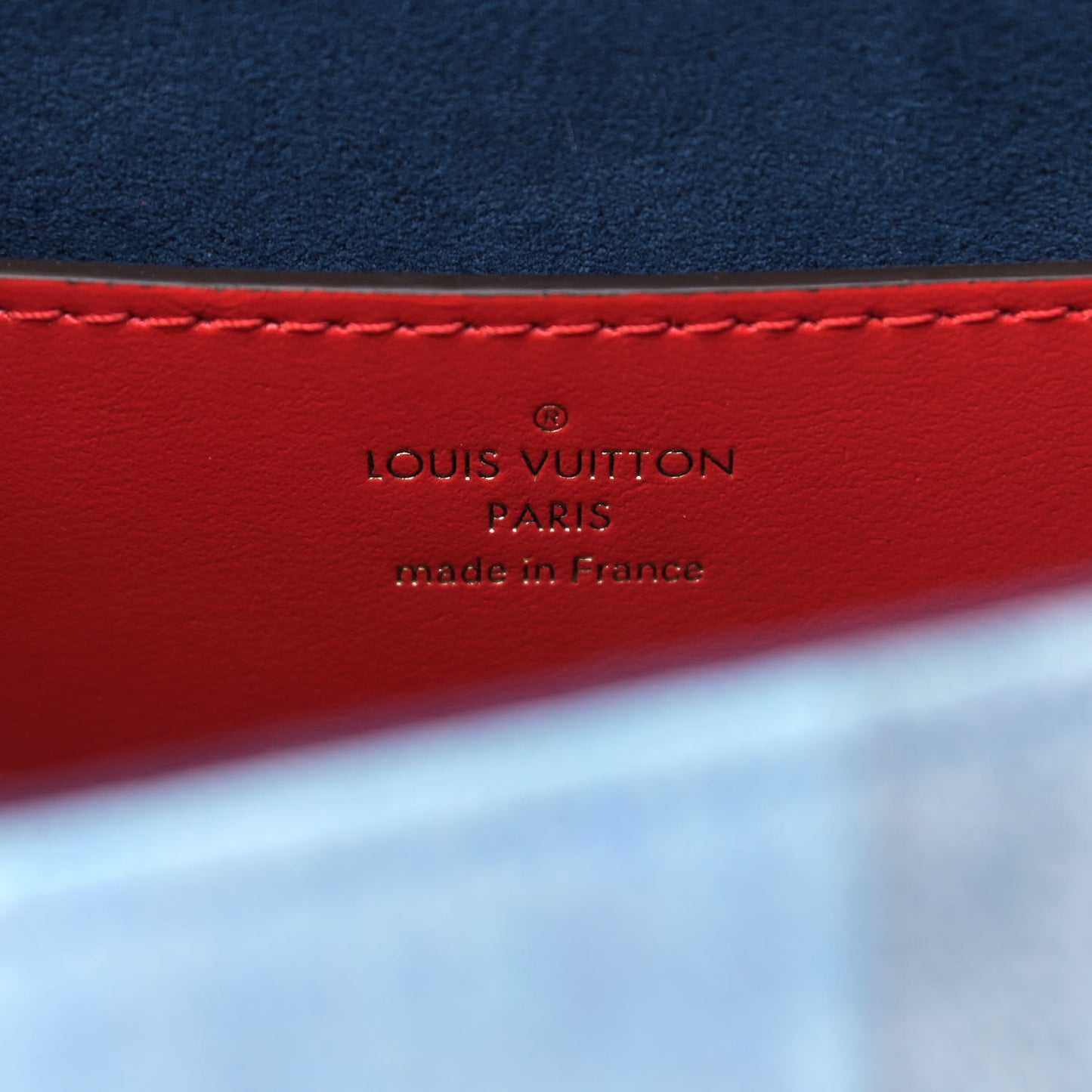 Denim Damier Monogram Twist Shoulder Bag MM Blue Rouge