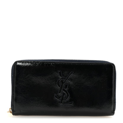 Saint Laurent Textured Patent Monogram Belle De Jour Zip Around Wallet Black 1 of 6