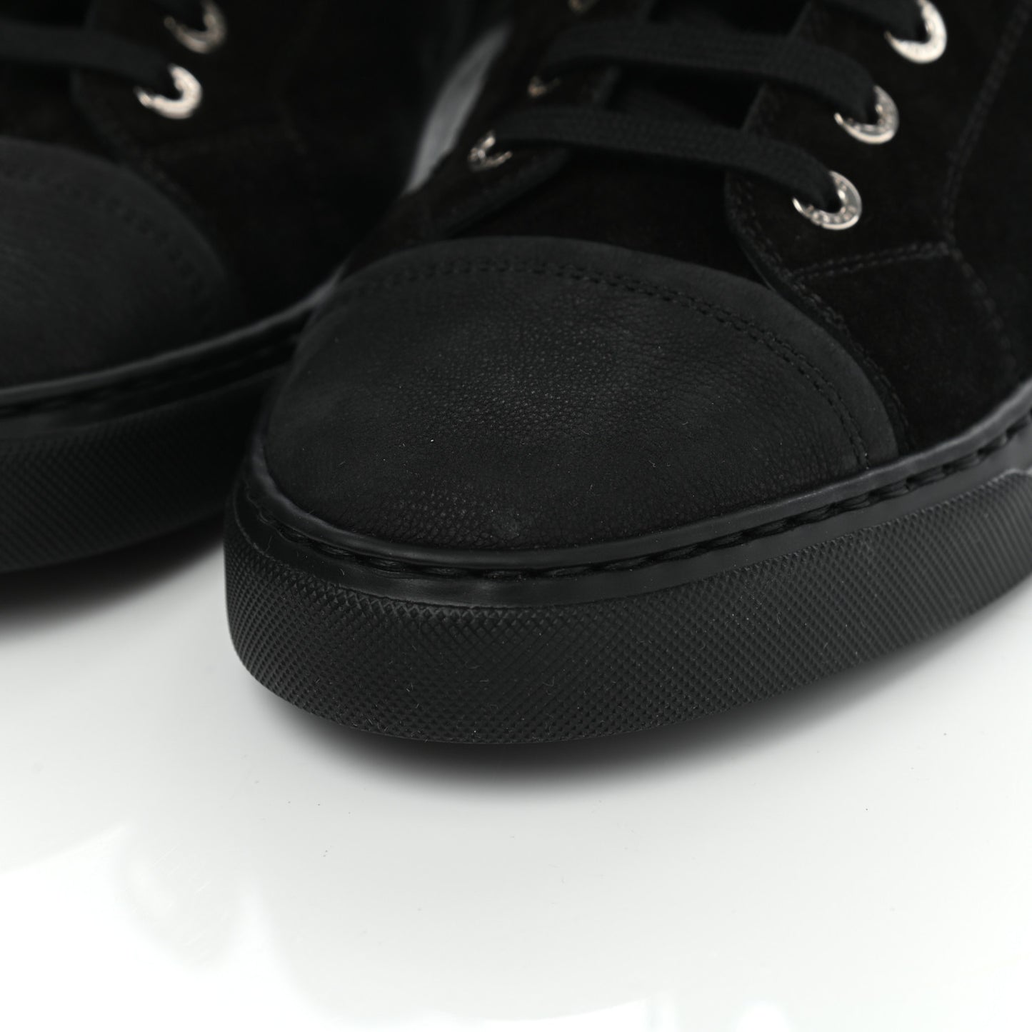 Suede Calfskin Goatskin Tweed High Top Sneakers 40.5 Black