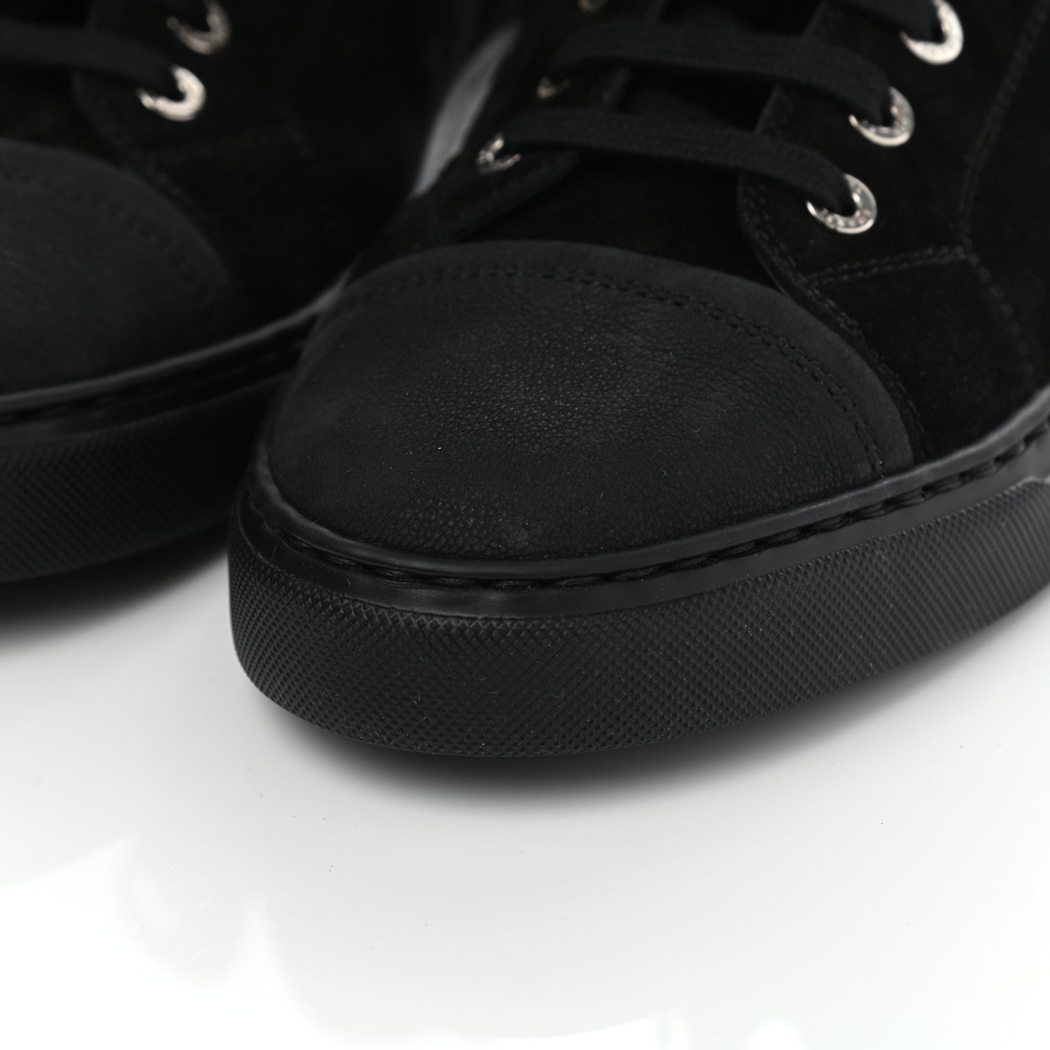 Chanel Suede Calfskin Goatskin Tweed High Top Sneakers 40.5 Black 6 of 11