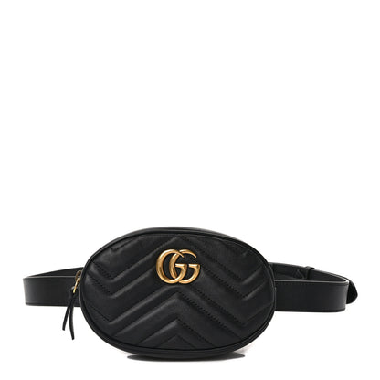 Gucci Calfskin Matelasse GG Marmont Belt Bag 95 38 Black 1 of 11