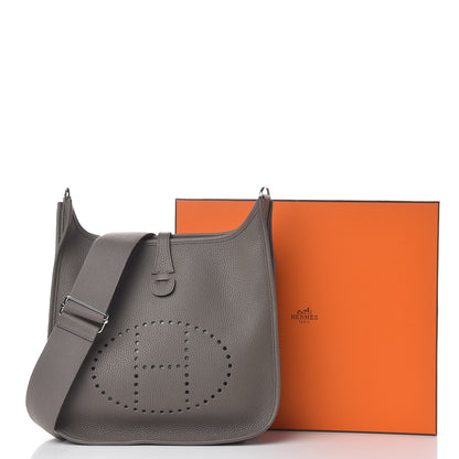 Hermes Taurillon Clemence Evelyne III PM Etain 12 of 12