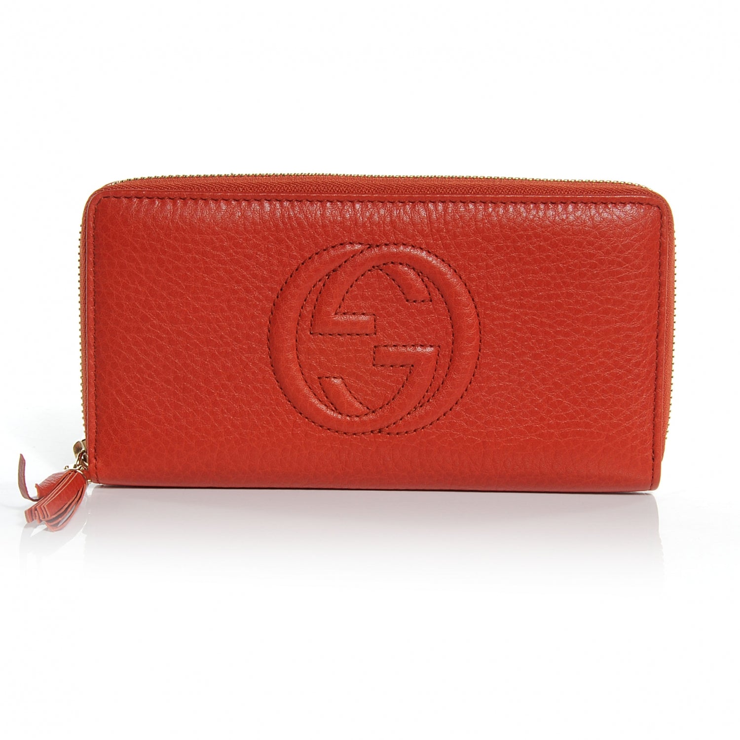 Gucci Pebbled Calfskin Soho Zip Around Wallet Sun Orange 1 of 7