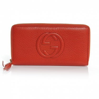 Gucci Pebbled Calfskin Soho Zip Around Wallet Sun Orange 1 of 7