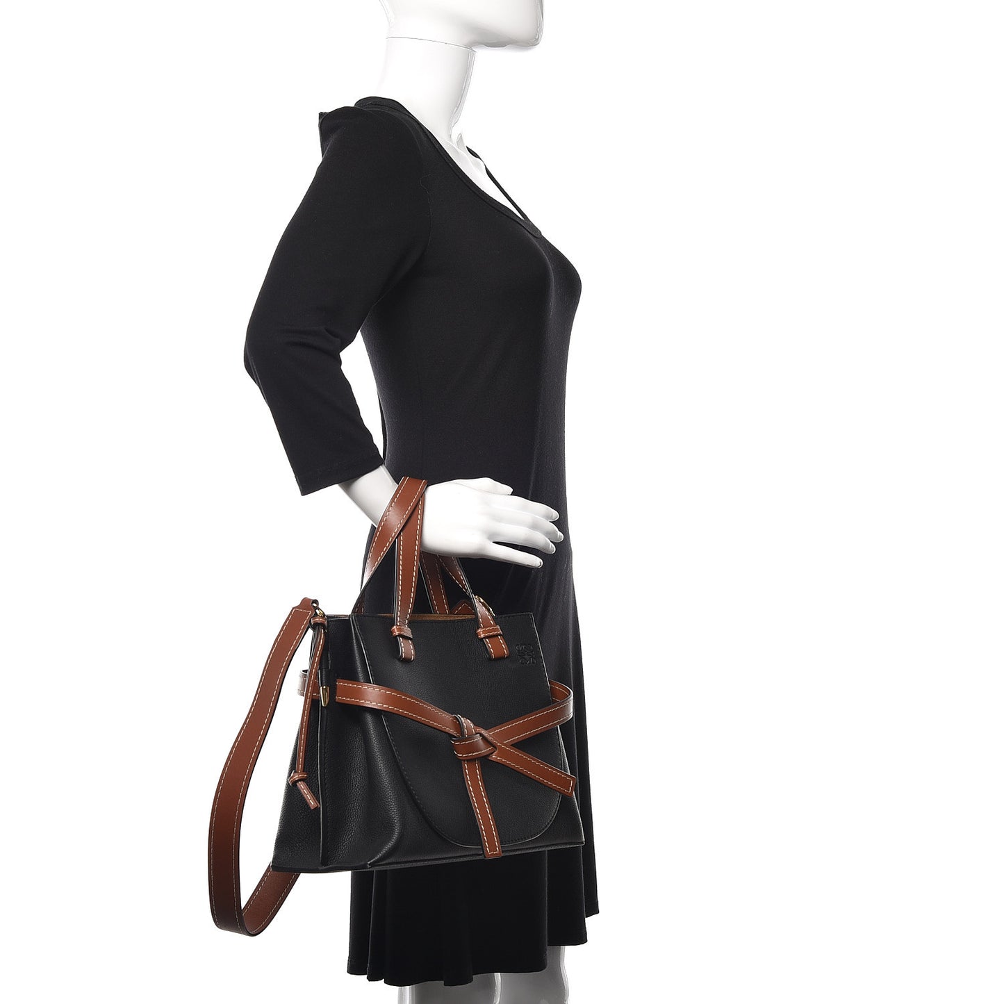 Calfskin Small Gate Tote Pecan Black