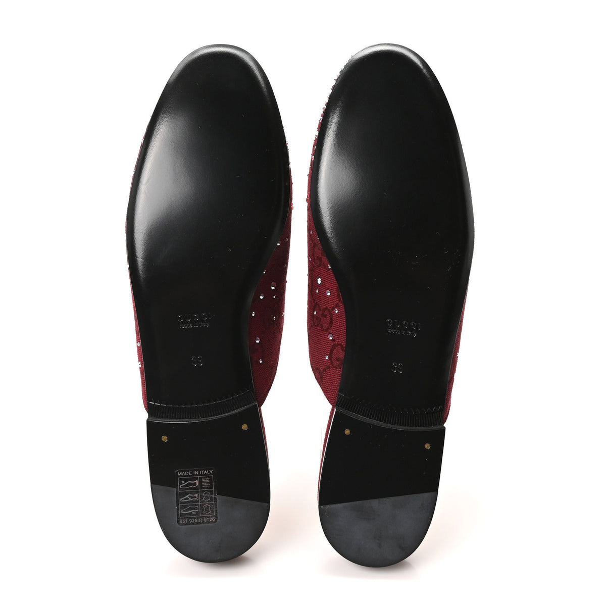 Crystal Canvas GG Monogram Nappa Womens Princetown Slippers 39 Rosso Ancora