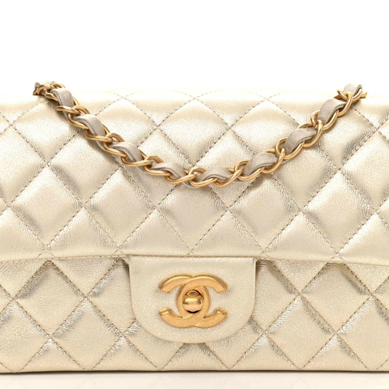 Chanel Metallic Lambskin Quilted Mini Rectangular Flap Gold 8 of 11