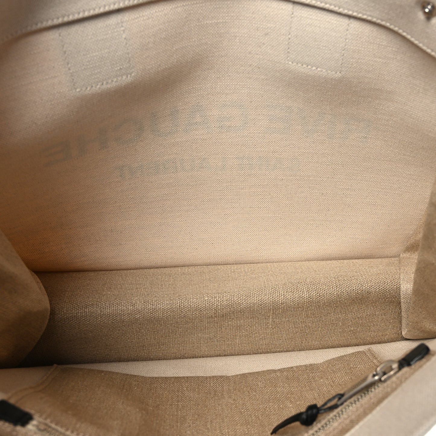 Linen Calfskin Small Rive Gauche Tote Greggio Natural