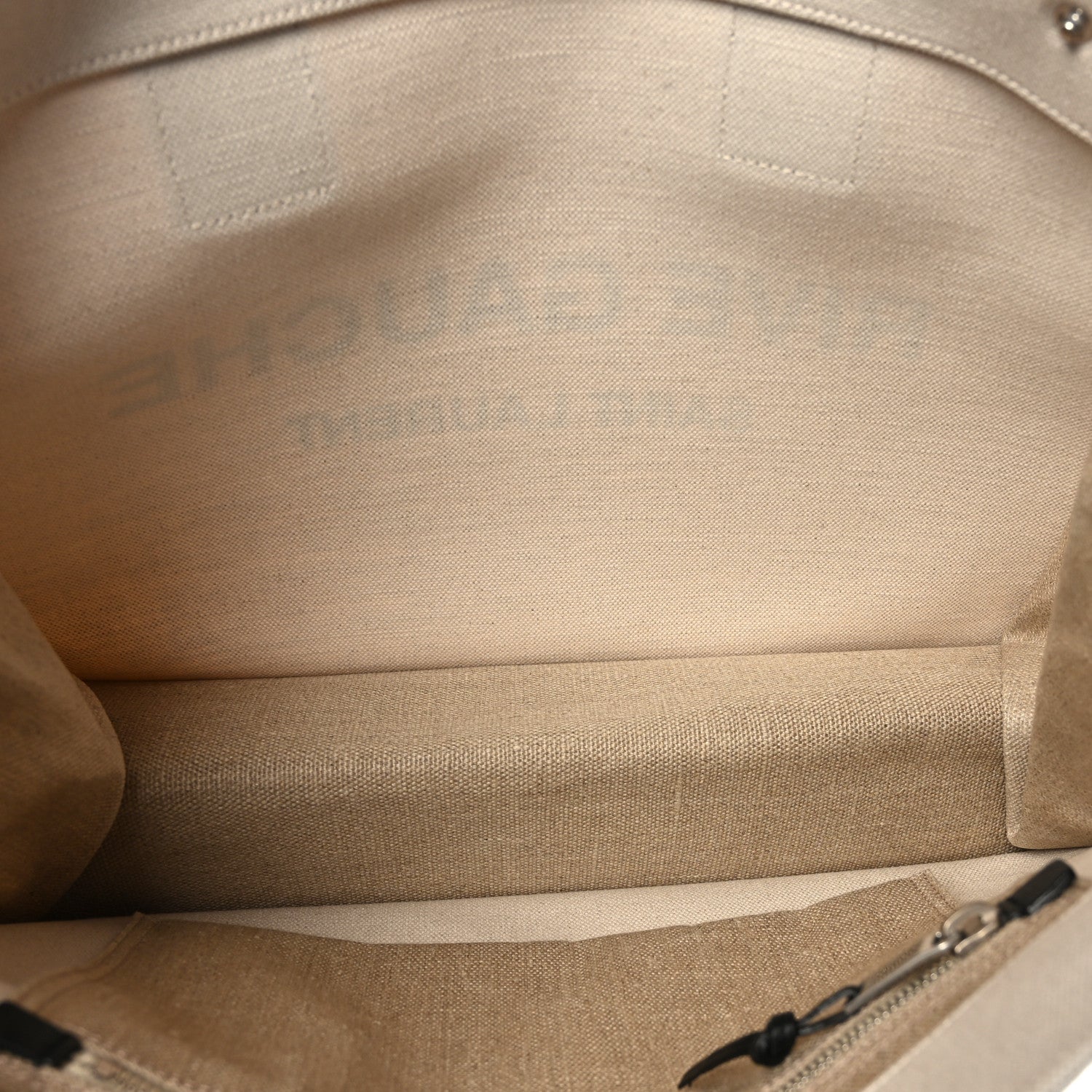 Saint Laurent Linen Calfskin Small Rive Gauche Tote Greggio Natural 5 of 9