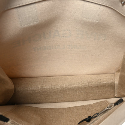 Saint Laurent Linen Calfskin Small Rive Gauche Tote Greggio Natural 5 of 9