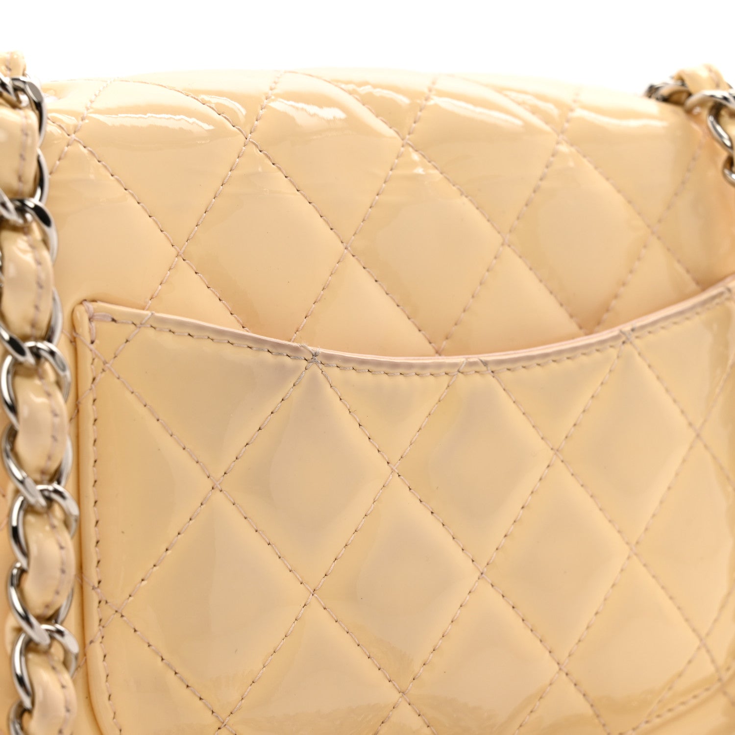 Chanel Patent Calfskin Quilted Mini Rectangular Flap Beige 12 of 13