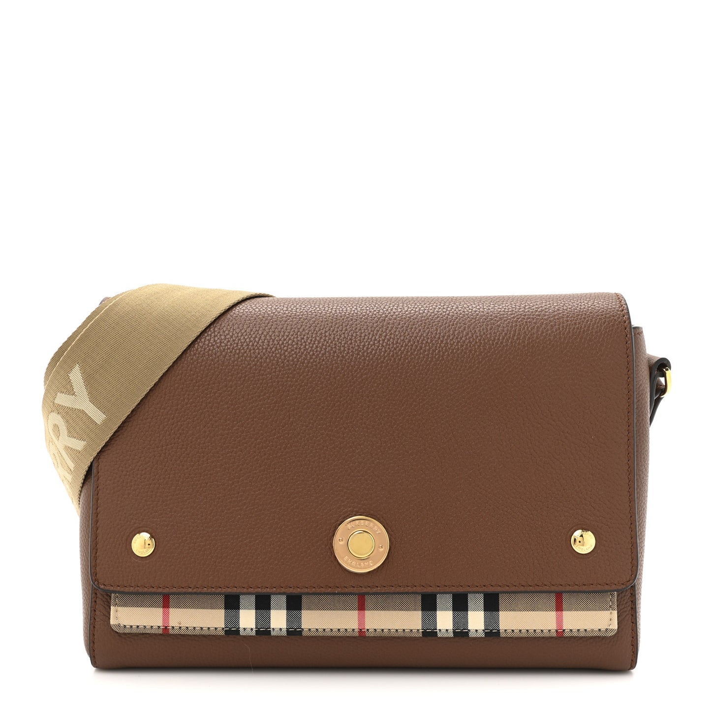 Calfskin Vintage Check Note Crossbody Bag Tan