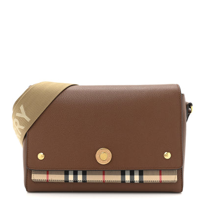 Burberry Calfskin Vintage Check Note Crossbody Bag Tan 1 of 13