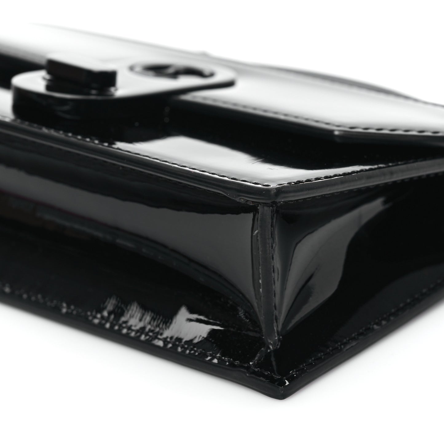 Patent Calfskin Small Elisa Baguette Black