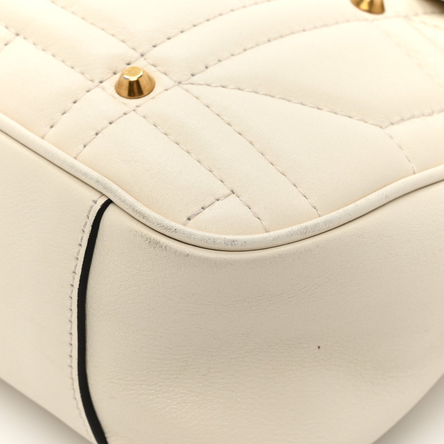 Calfskin Matelasse Studded Medium GG Marmont Shoulder Bag White