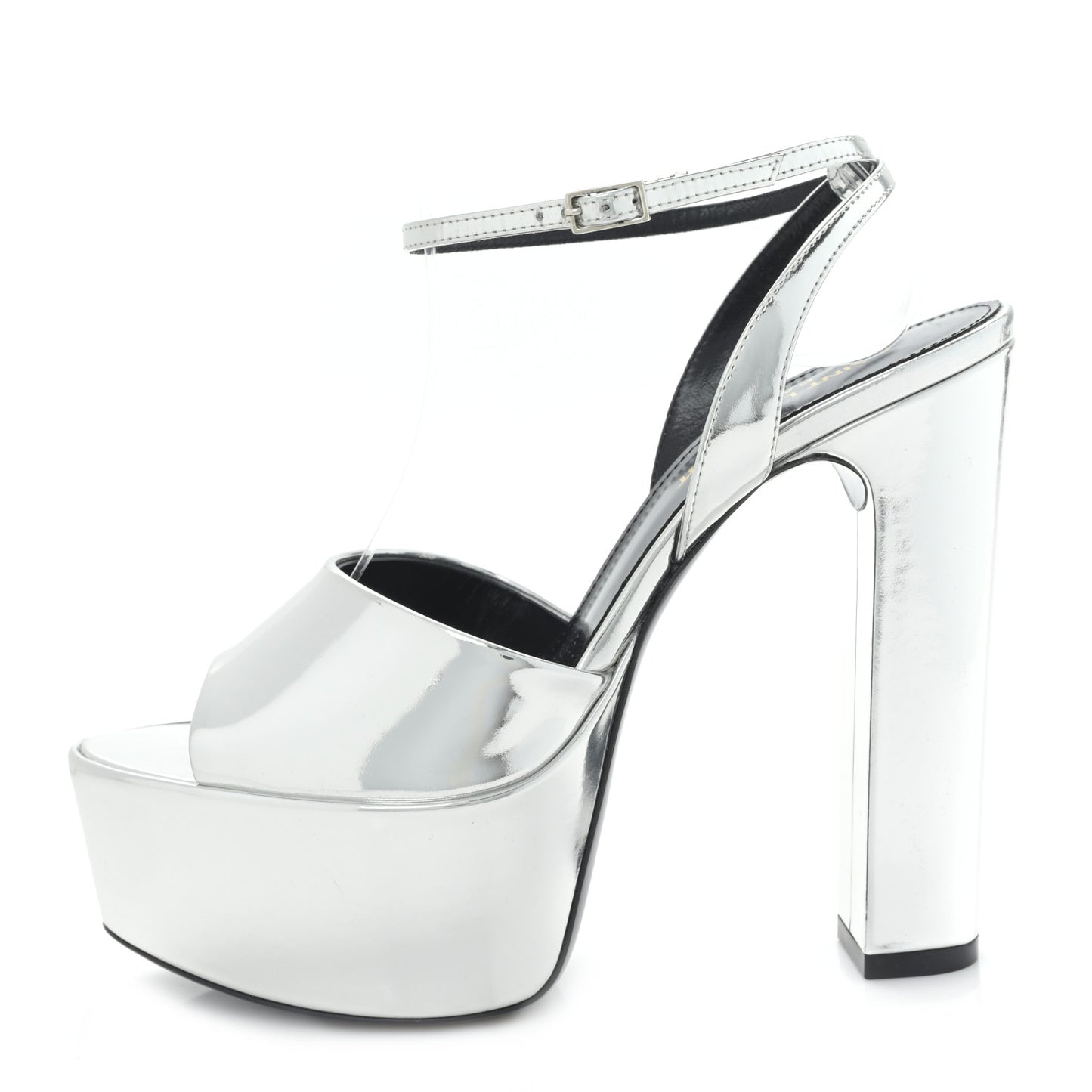 Metallic Patent Jodie 95 Platform Sandals 37 Silver