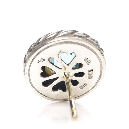 David Yurman Sterling Silver 18K Yellow Gold Blue Topaz Cookie Cable Earrings 4 of 4
