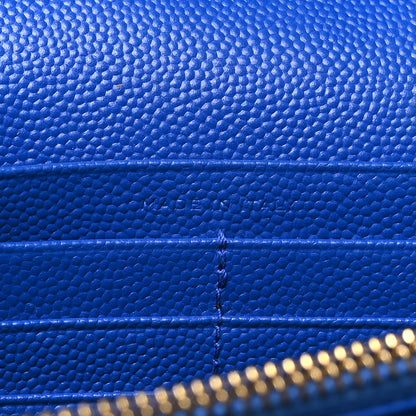 Saint Laurent Grain De Poudre Matelasse Chevron Monogram Chain Wallet Blue Majorelle 7 of 11