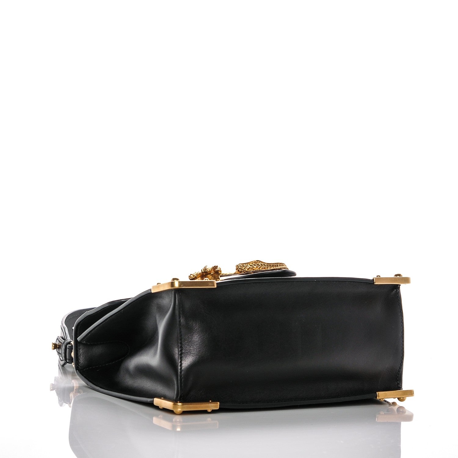Prada City Calf Saffiano Animalier Top Handle Bag Black 4 of 7