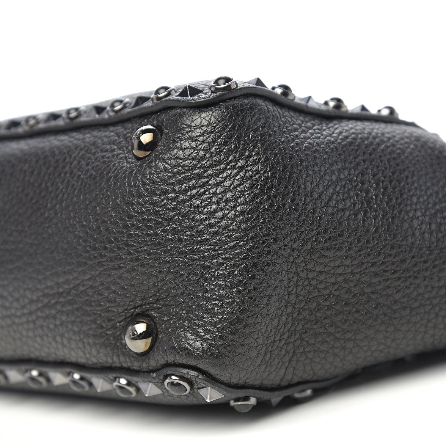 Valentino Garavani Grained Calfskin Onyx Small Rockstud Rolling Tote Black 8 of 9