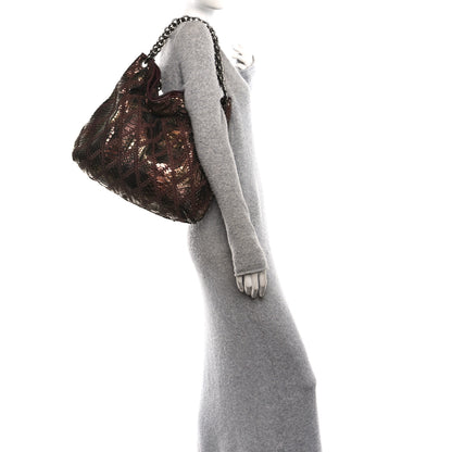 Chanel Metallic Snakeskin Crochet Large Soft and Chain Hobo Burgundy Multicolor 2 of 10
