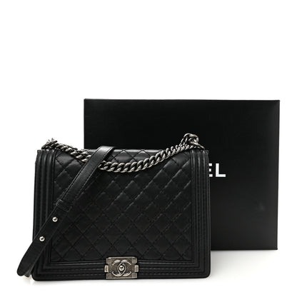 Chanel Calfskin Double Stitch Large Boy Flap Black 13 of 13