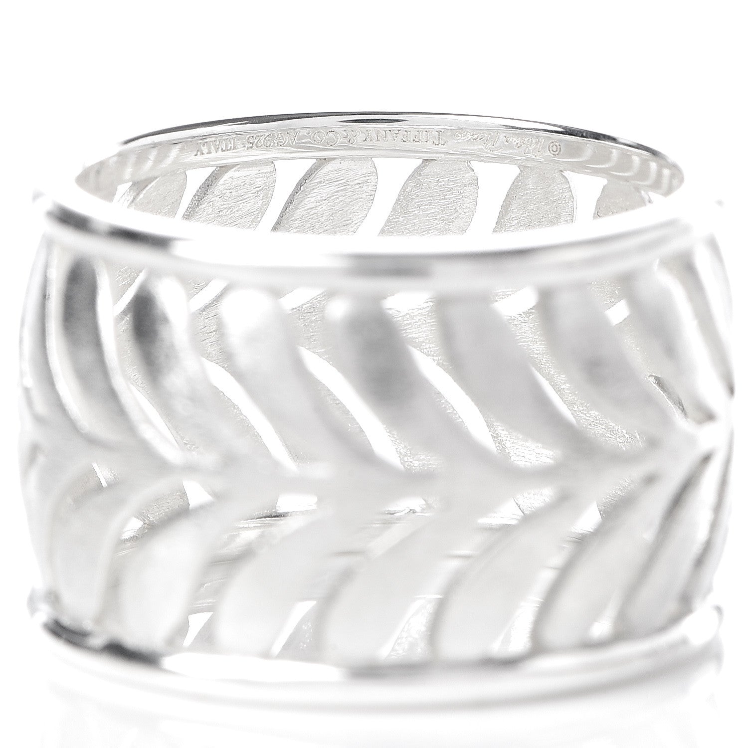 Tiffany Sterling Silver Villa Paloma Palm Band Ring 50 5.25 4 of 4