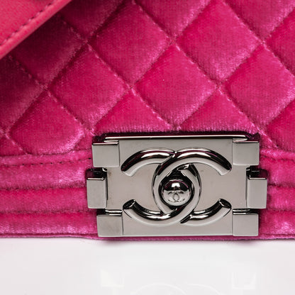 Chanel Velvet Quilted Medium Boy Flap Fuchsia 6 of 11