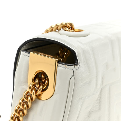 Fendi Nappa Small FF Embossed Midi Chain Baguette White 9 of 10