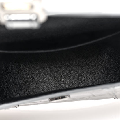 Balenciaga Metallic Calfskin Crocodile Embossed Hourglass Top Handle Bag Mini Silver 5 of 9