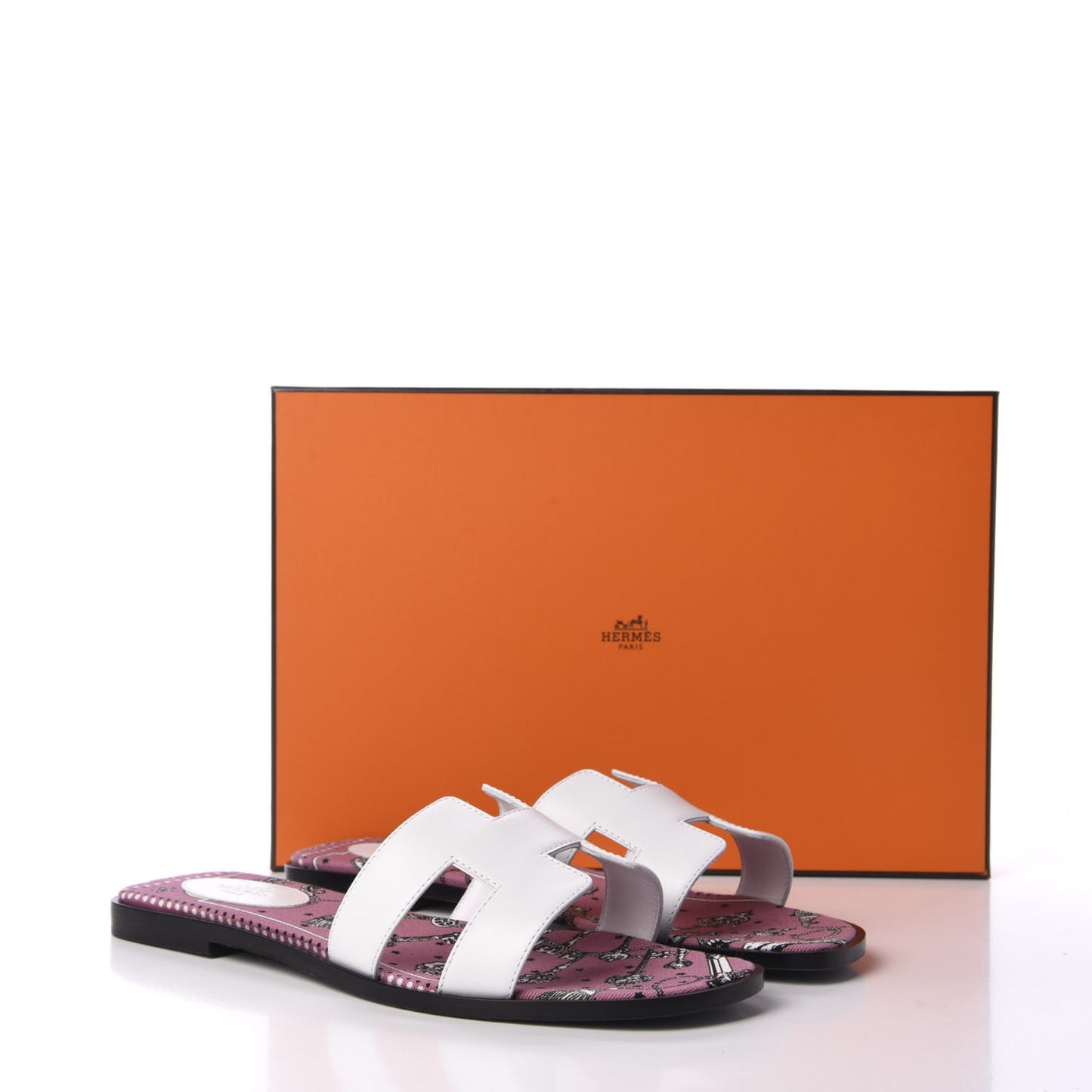Box Calfskin Bois De Rose White Oran Sandals 40 White