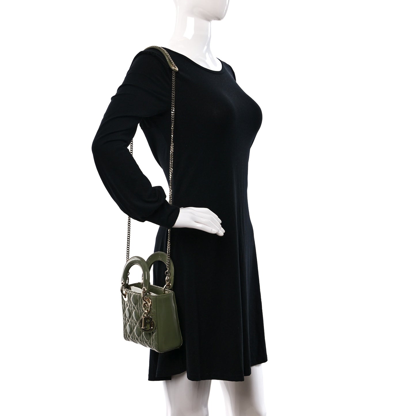 Patent Cannage Mini Lady Dior Dusty Jade