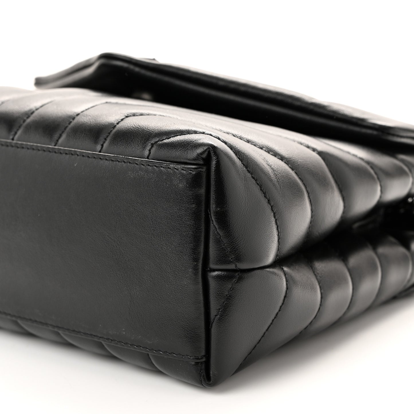 Calfskin Y Quilted Monogram Monochrome Small Loulou Chain Satchel Black