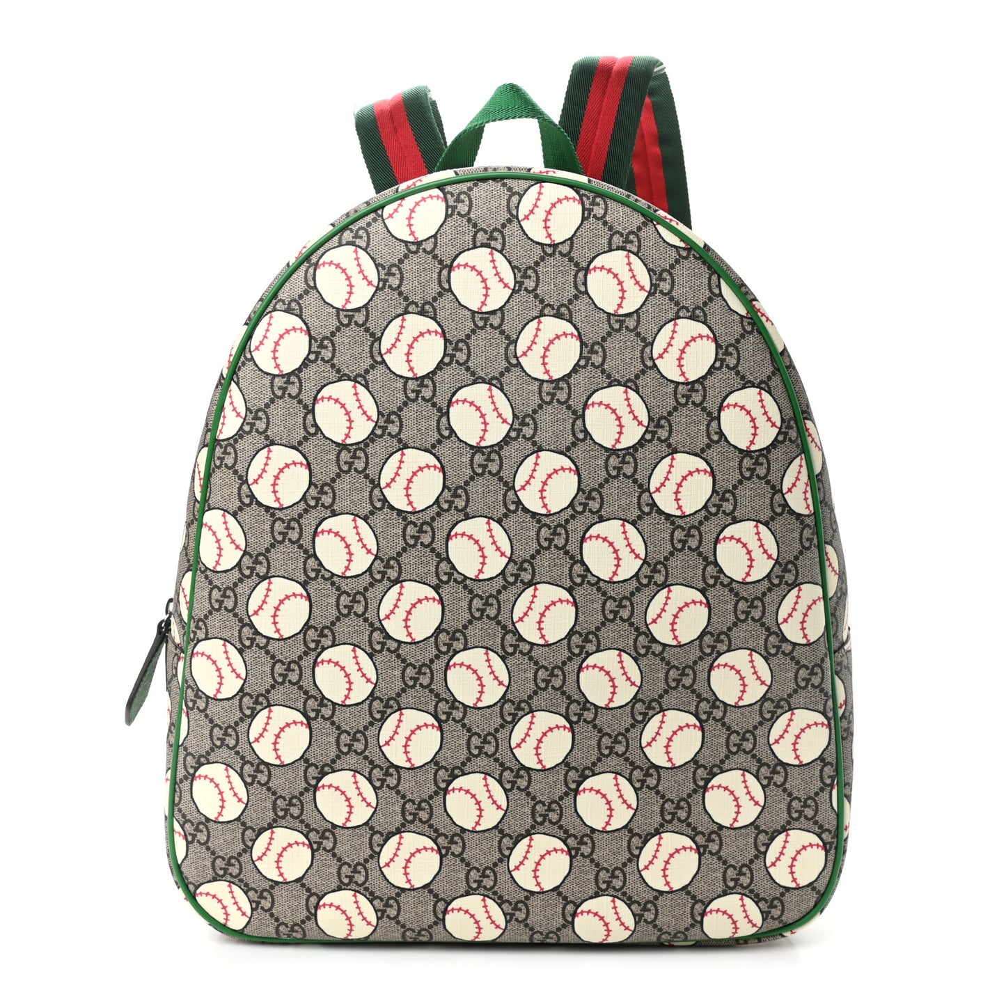 GG Supreme Monogram Baseballs Web Childrens Backpack Green