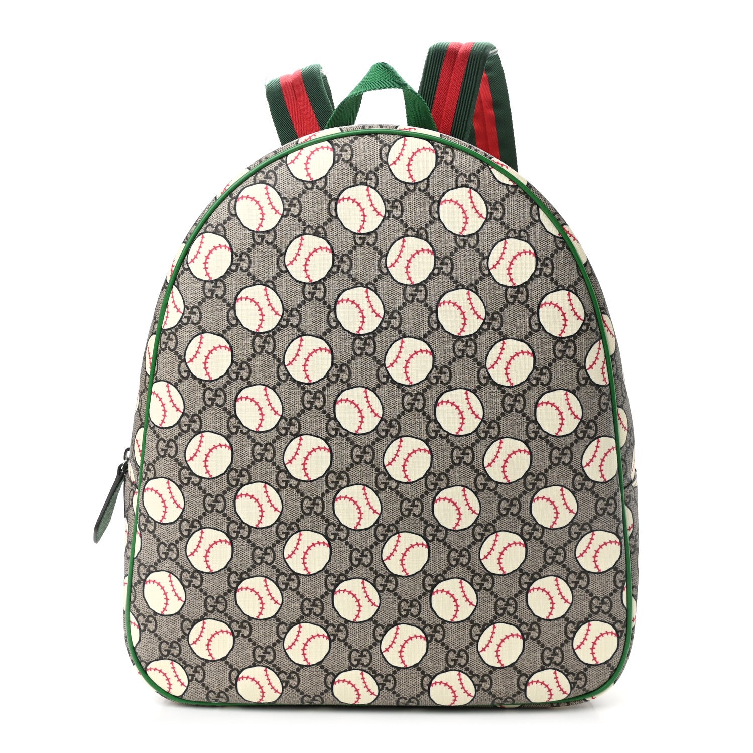 Gucci GG Supreme Monogram Baseballs Web Childrens Backpack Green 1 of 9