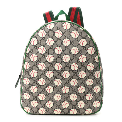 Gucci GG Supreme Monogram Baseballs Web Childrens Backpack Green 1 of 9