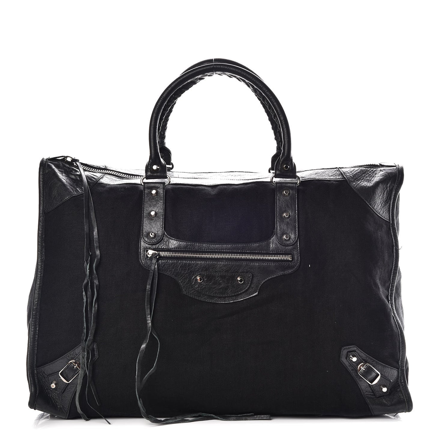 Chevre Canvas Classic Silver Hardware Weekender Black