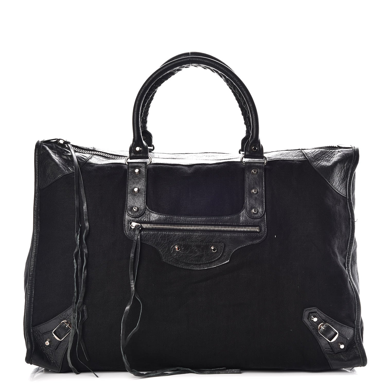 Balenciaga Chevre Canvas Classic Silver Hardware Weekender Black 1 of 13