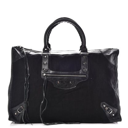 Balenciaga Chevre Canvas Classic Silver Hardware Weekender Black 1 of 13