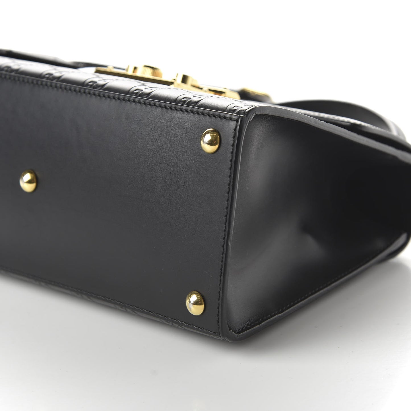 Guccissima Signature Small Padlock Top Handle Bag Black
