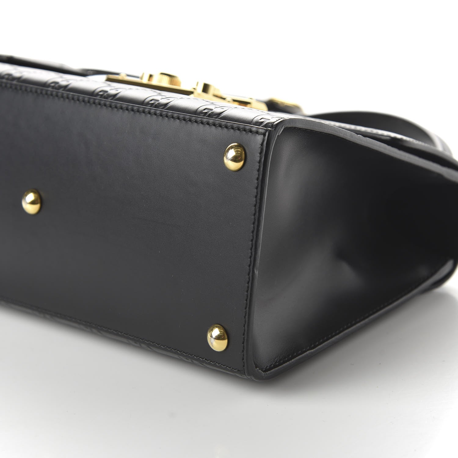 Gucci Guccissima Signature Small Padlock Top Handle Bag Black 7 of 10