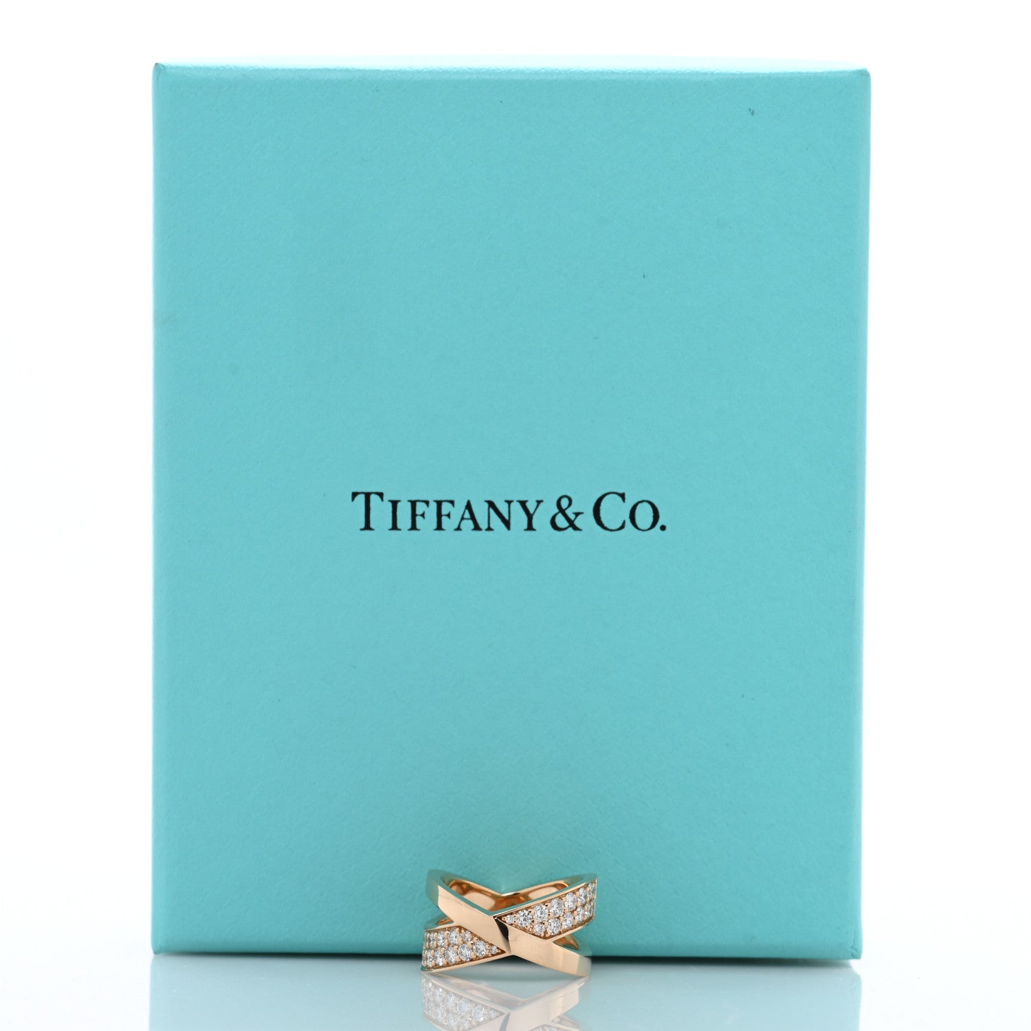 Tiffany 18K Rose Gold Diamond Atlas X Wide Ring 46 3.75 5 of 5