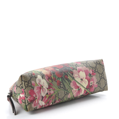 Gucci GG Supreme Monogram Blooms Large Pouch Cosmetic Case Beige Multicolor Dry Rose 4 of 12