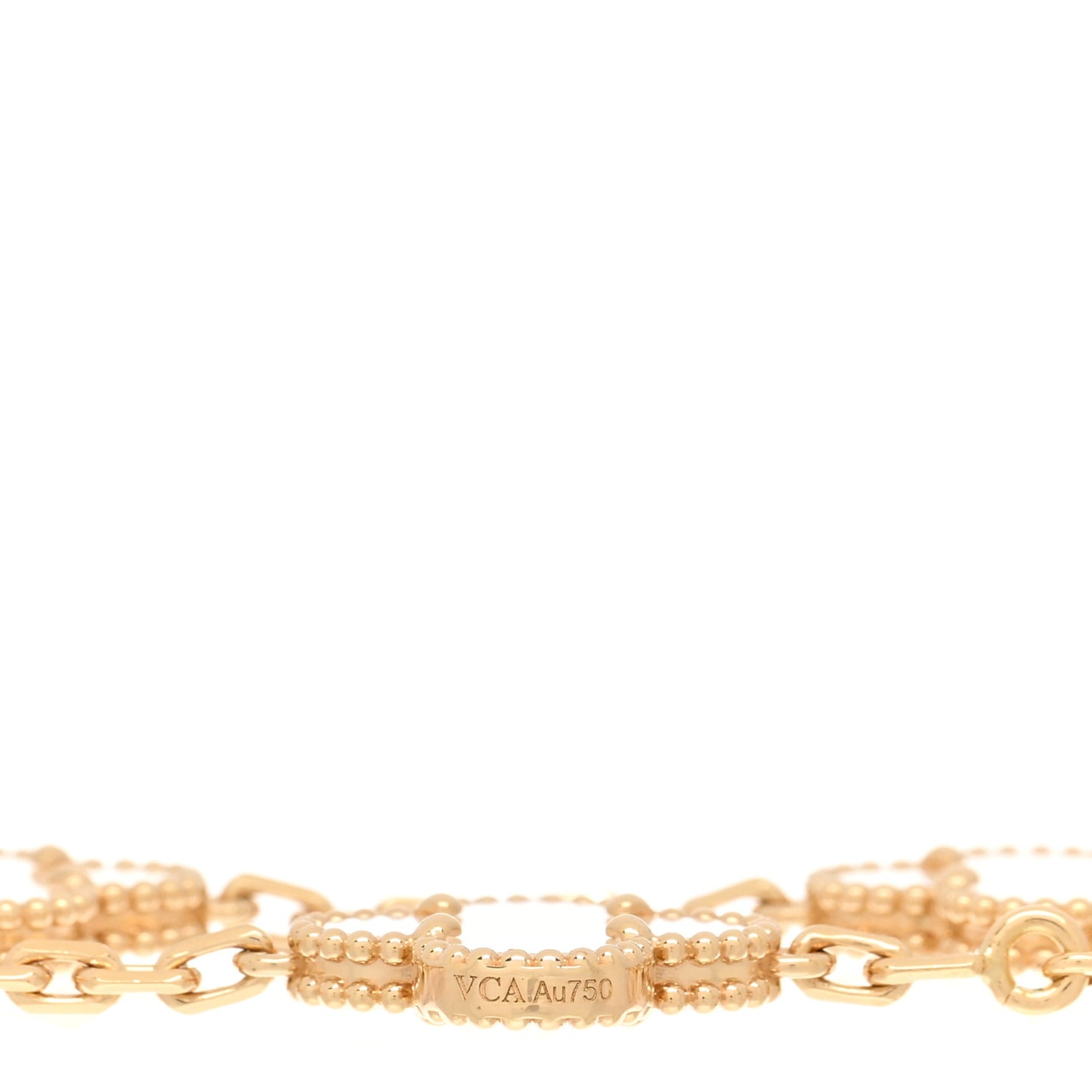 18K Yellow Gold Mother of Pearl 5 Motifs Vintage Alhambra Bracelet