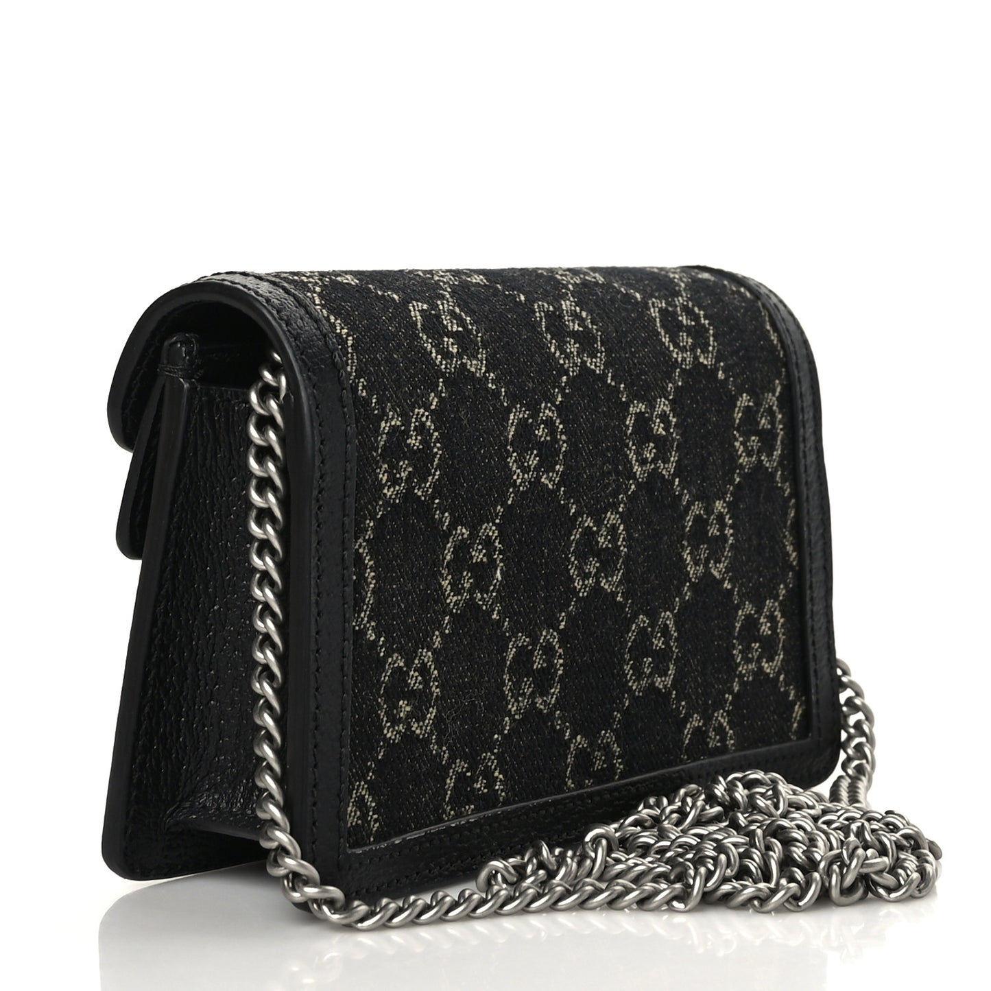 Jacquard Black Denim GG Monogram Super Mini Dionysus Shoulder Bag Black Ivory