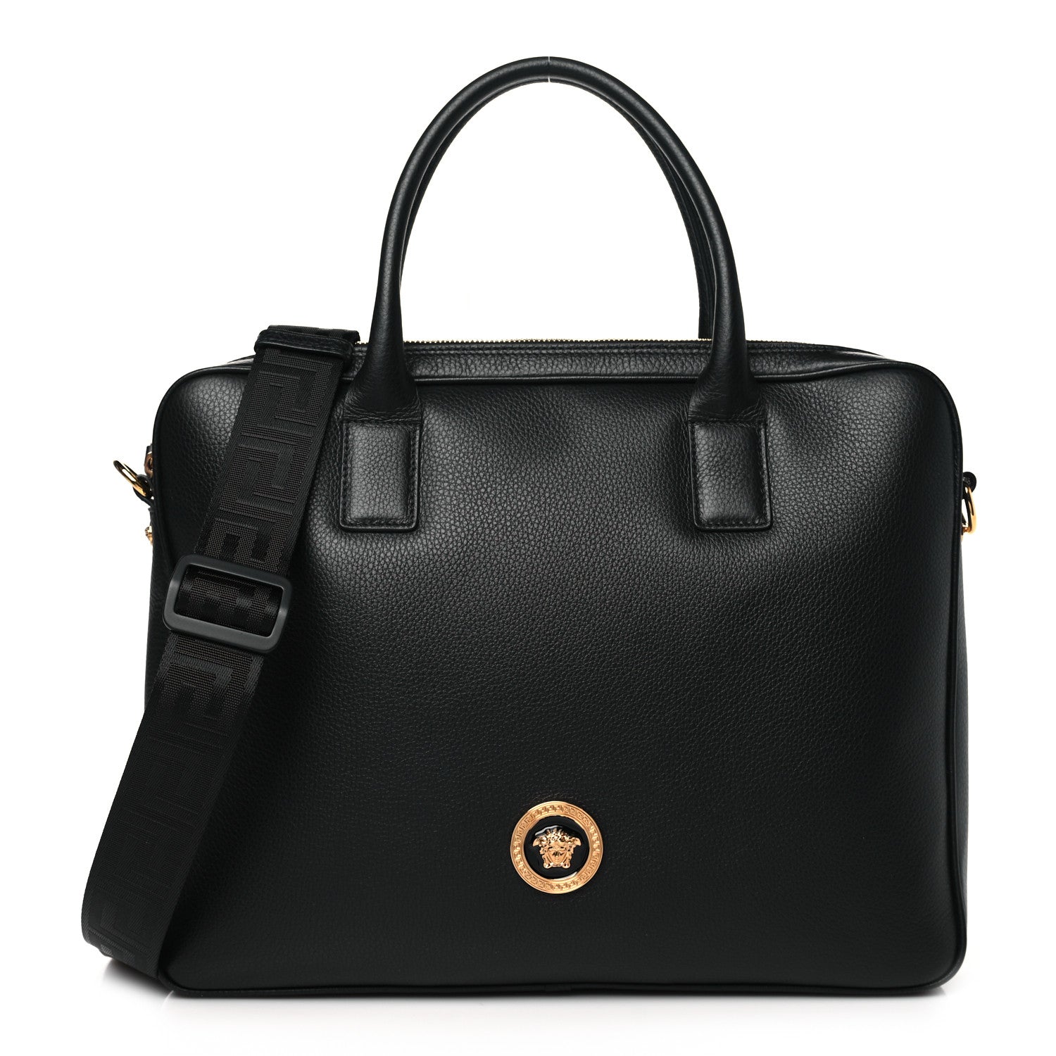 Versace Calfskin Medusa Briefcase Messenger Bag Black 1 of 9
