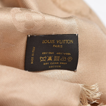 Louis Vuitton Silk Wool Monogram Rock Shawl Gold 3 of 4