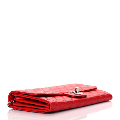Chanel Lambskin Quilted Chain Clutch Flap Red 4 of 10