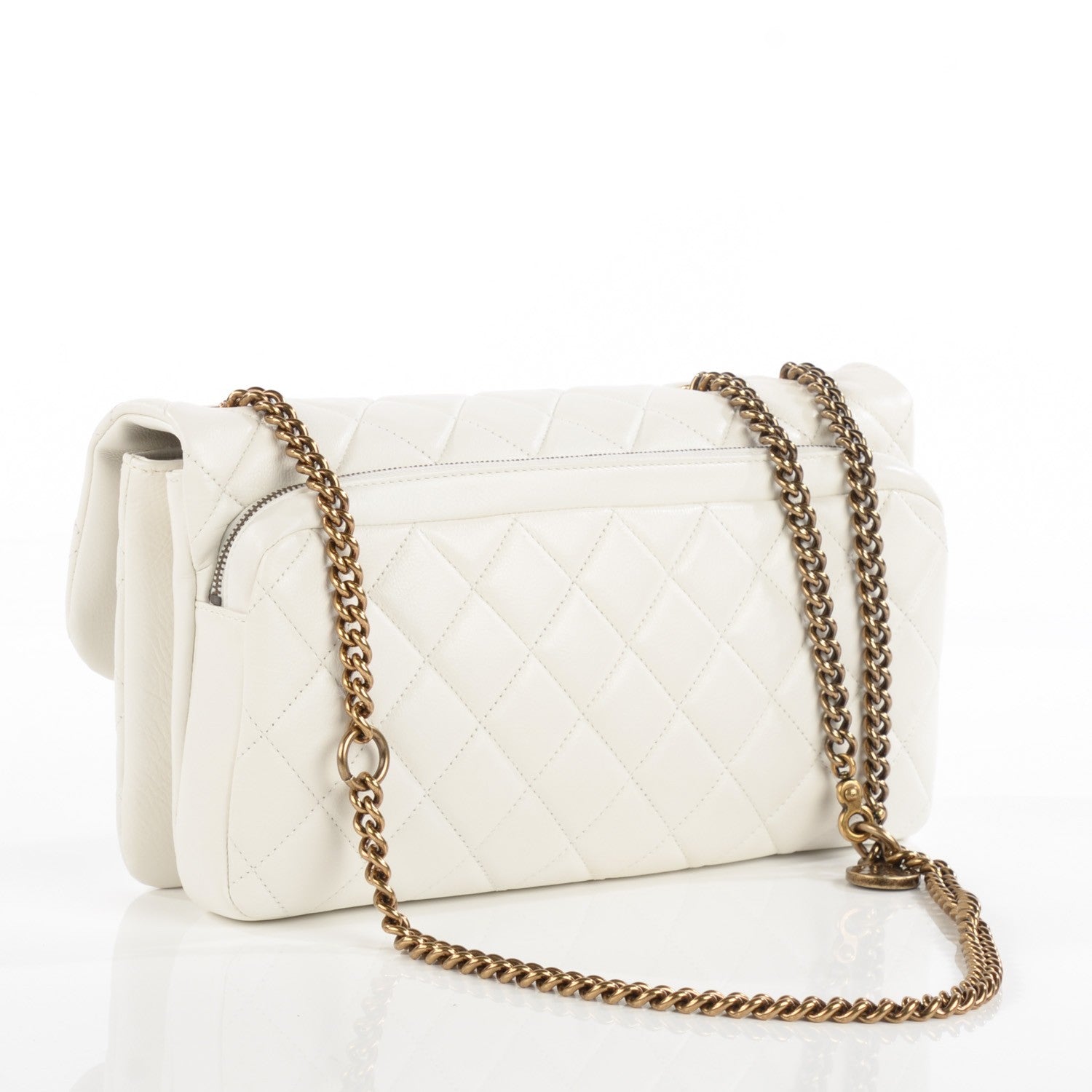 Chanel Calfskin Quilted Medium CC Crown Flap White 3 of 9